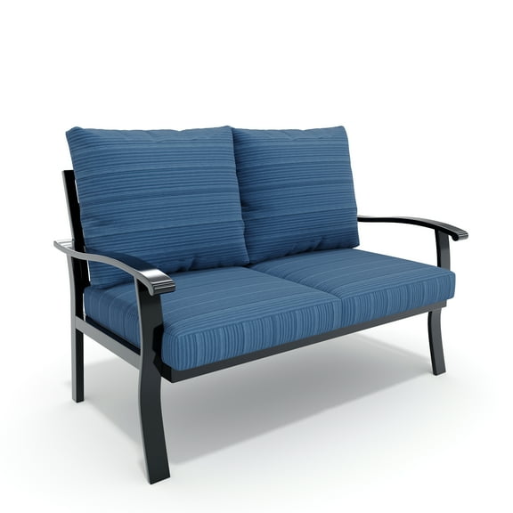 HOMREST Outdoor Loveseat Aluminum Patio Furniture Sofa, All-Weather Metal Outdoor Couch with Cushions, Blue