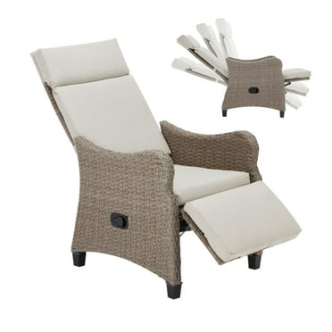 HOMREST Outdoor Recliner Chair for Patio,Outdoor Recliner Chair with Ergonomic Backrest Removable Cushion, Patio Recliner Chair for Porch Garden,Light-Grey