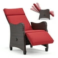 thumbnail image 1 of HOMREST Outdoor Recliner Chair for Patio,Patio Recliner Chair with Flip-up Table & Removable Cushion,  Wine Red, 1 of 7