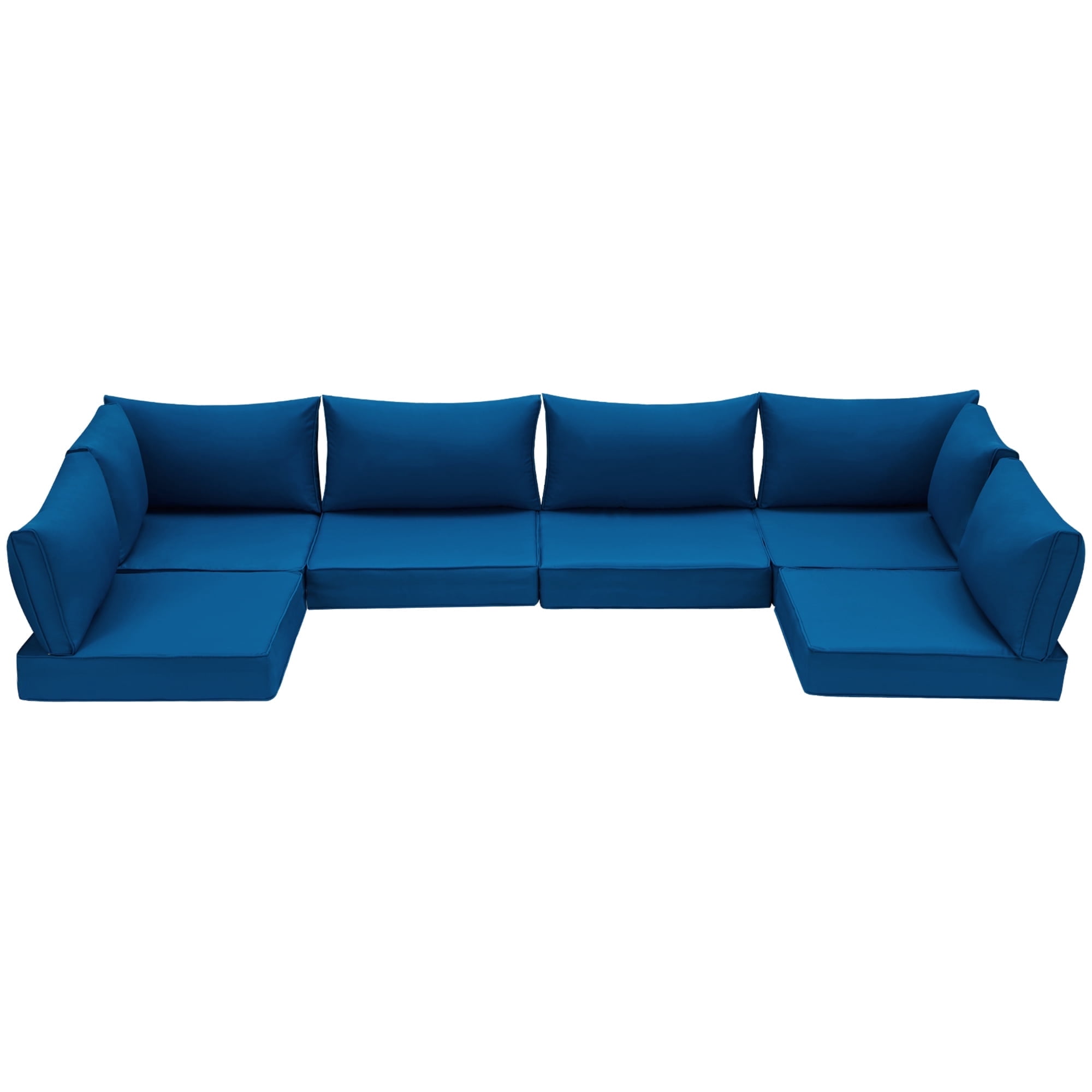HOMREST Outdoor Replacement Cushions for Patio Furniture,Water-Repellent Sofa Cushions for 6-Seat Rattan Wicker Sectional Patio Conversation Sets,14-Piece Cushions Set for Outdoor Couch(Blue)