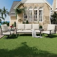 thumbnail image 1 of HOMREST Patio Furniture Sets 4 PCS Outdoor Metal Conversation Sets, 360 Degree Swivel Rocking Chairs Patio Conversation Set with Coffee Table and 3-Seat Sofa for Garden, Deck and Poolside, 1 of 8