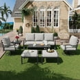thumbnail image 1 of HOMREST Patio Furniture Sets 7 PCS Outdoor Metal Conversation Sets, 360 Degree Swivel Rocking Chairs Patio Conversation Set with Ottomans, Coffee Side Table and 3-Seat Sofa for Garden, Deck, Poolside, 1 of 9