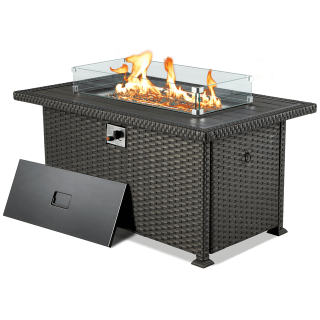 HOMREST 50 Inch Propane Fire Pit Table, 50,000 BTU Auto-Ignition ...