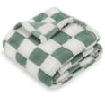 thumbnail image 1 of HOMRITAR Checkered Baby Blanket for Boys Sage Green Fluffy Fuzzy Blankets with 3D Chessboard Grid, Warmer Comfort Reversible Lightweight Bed Blanket for Toddlers Infant or Newborn 30 x 40 Inch C29, 1 of 4