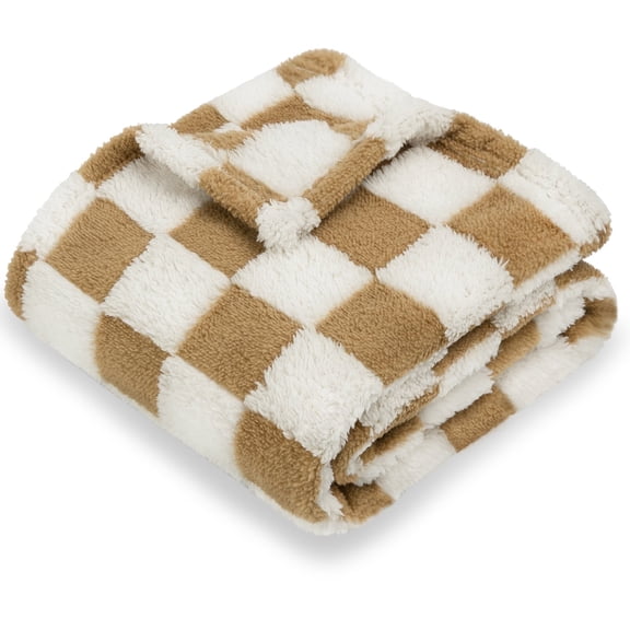 Homritar Baby Blanket for Boys Girls 3D Reversible Fleece Fluffy Blanket with Grid Pattern, Soft Warm Cozy Fuzzy Blanket, 30 x 40 Inch