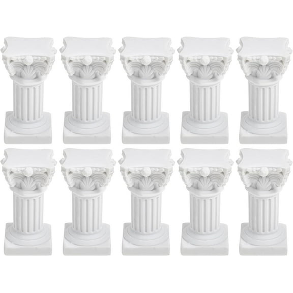 HOMSFOU 10Pcs Greek Columns Candle Holder Resin Roman Pillar Statues Desktop Candleholder Photo Props Farmhouse Rustic Candlestick Stand Antique Decorative Candles Holder White