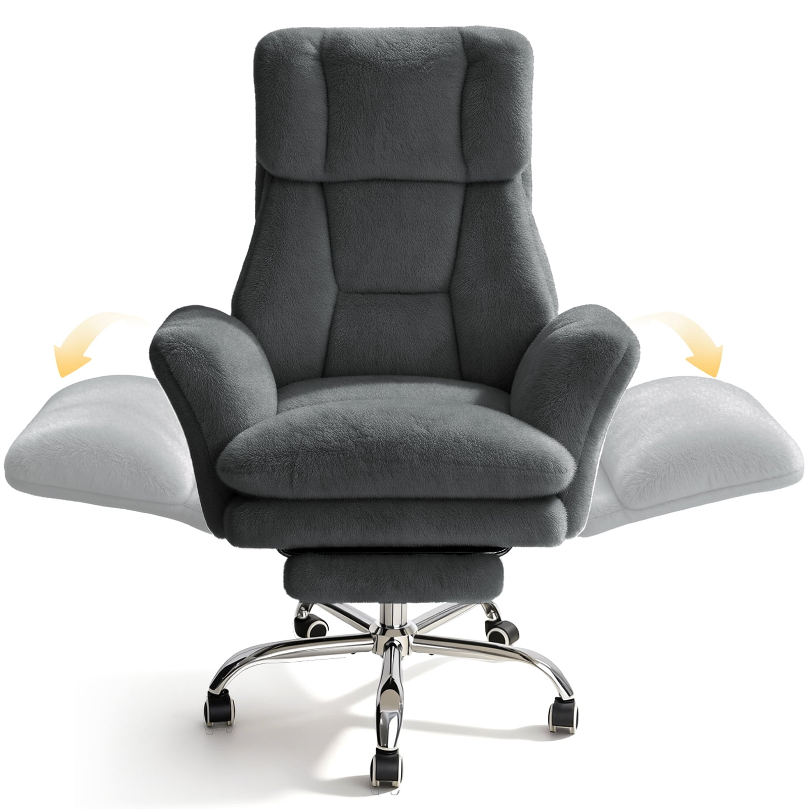 Patbrela Big and Tall Office Chair, Cloud Plush Swivel Desk Chair with 6-Level Adjustable Armrests, Home Ergonomic Executive Office Chair for Work, Gaming, Gray