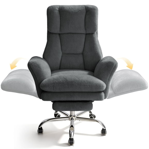 Patbrela Big and Tall Office Chair, Cloud Plush Swivel Desk Chair with 6-Level Adjustable Armrests, Home Ergonomic Executive Office Chair for Work, Gaming, Gray