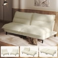 thumbnail image 1 of Patbrela Futon Sofa Bed, 4 in 1 Convertible Sofa with Adjustable Backrest, 71" Teddy Plush Fabric Loveseat Sleeper Couch for Living Room, Apartment, Office, Beige, 1 of 9