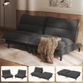 thumbnail image 1 of Patbrela Futon Sofa Bed, 4 in 1 Convertible Sofa with Adjustable Backrest, 71" Teddy Plush Fabric Loveseat Sleeper Couch for Living Room, Apartment, Office, Gray, 1 of 9