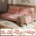 thumbnail image 1 of HOMSHADE Futon Sofa Bed, 4 in 1 Convertible Sofa with Adjustable Backrest, 71" Teddy Plush Fabric Loveseat Sleeper Couch for Living Room, Apartment, Office, Pink, 1 of 9