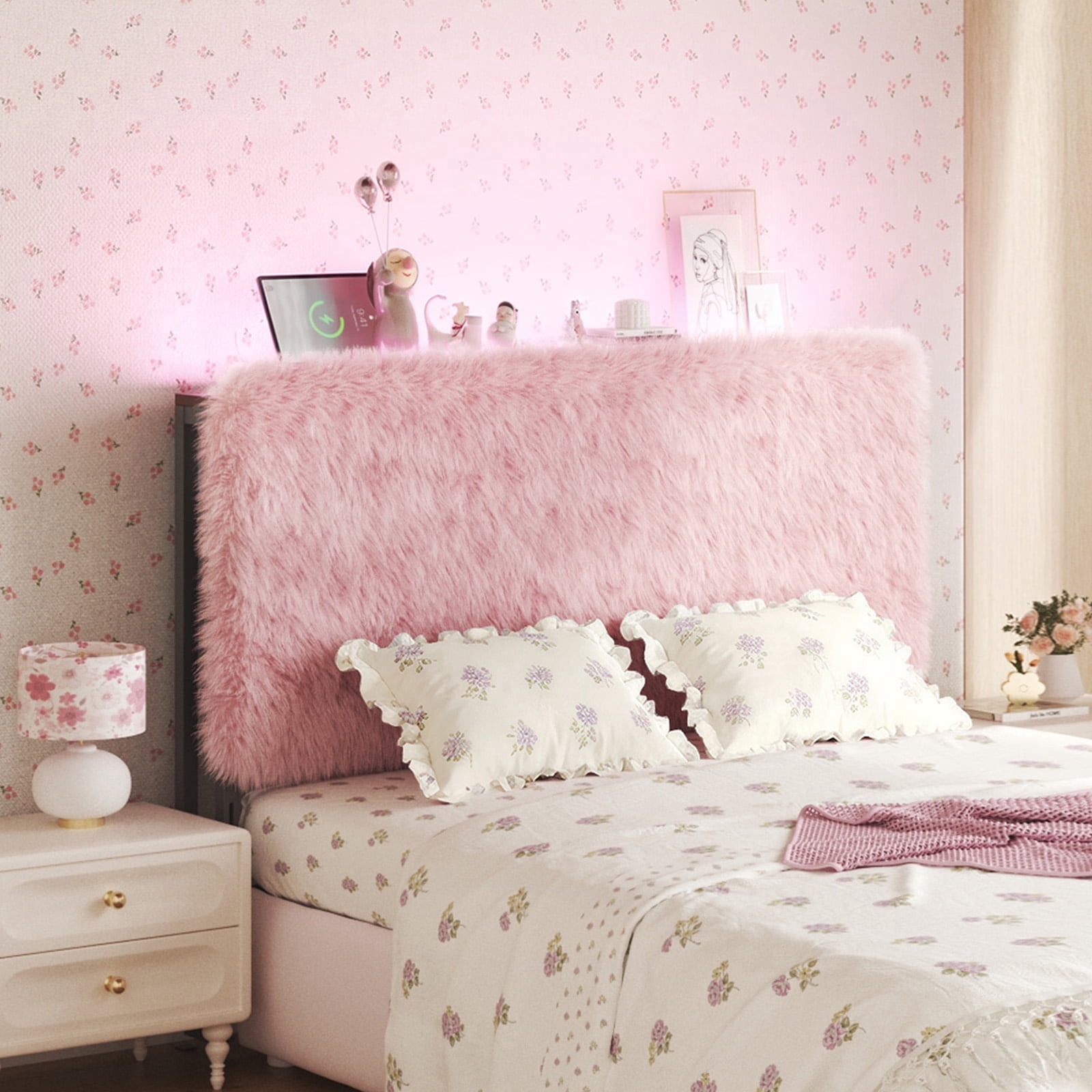 Patbrela Princess Headboard Full Size, Upholstered Plush Headboard