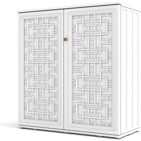 HOMSPARK Storage Shed Weather Resistance, Multi-Purpose Outdoor Storage Cabinet for Backyards and Patios, Horizontal Storage Shed for Lawnmower, Patio Accessories (White, 10 cu.ft)