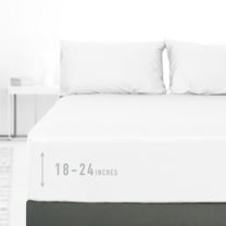 HOMTEC 100% Cotton Queen Size Fitted Sheet Only, 300 Thread Count White Fitted Bed Sheet with 22” Extra Deep Pocket, Soft & Breathable