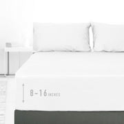 HOMTEC 100% Cotton Queen Size Fitted Sheet Only, 300 Thread Count White Fitted Bed Sheet with 22” Extra Deep Pocket, Soft & Breathable