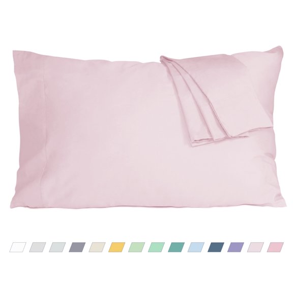 HOMTEC 200TC 100% Cotton Percale Weave, Pillowcase Set of 2, King Size, Light Pink
