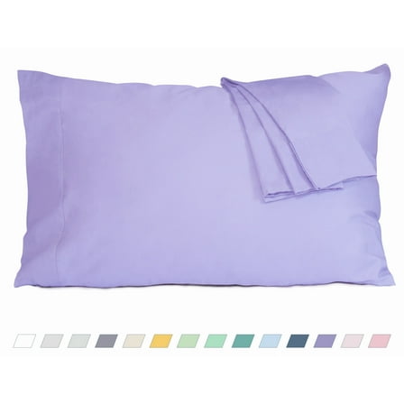 HOMTEC 200TC 100% Cotton Percale Weave, Pillowcase Set of 2, King Size, Purple