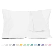 HOMTEC 200TC 100% Cotton Percale Weave, Pillowcase Set of 2, King Size, White