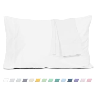 HOMTEC 200TC 100% Cotton Percale Weave, Pillowcase Set of 2, King Size, White