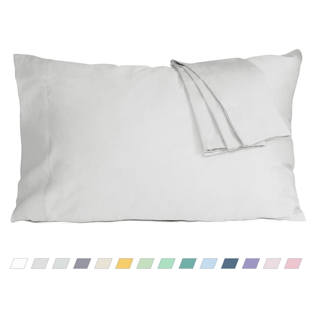 HOMTEC 200TC 100% Cotton Percale Weave, Pillowcase Set of 2, Standard/Queen, Light Gray