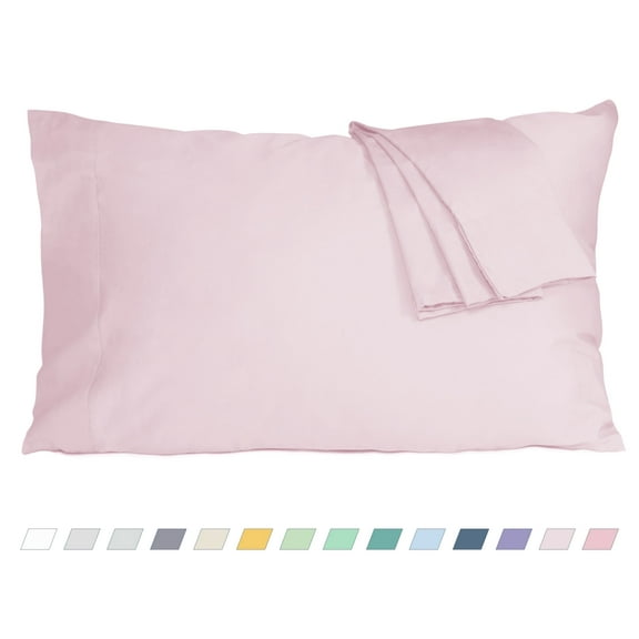 HOMTEC 200TC 100% Cotton Percale Weave, Pillowcase Set of 2, Standard/Queen, Light Pink