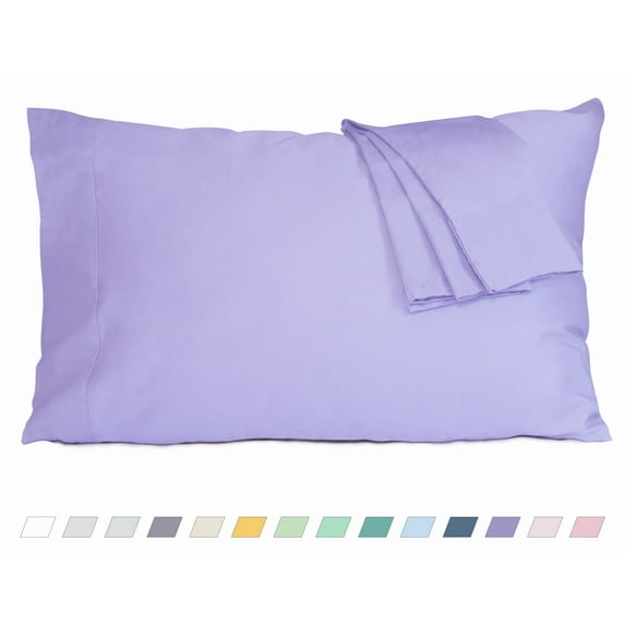 HOMTEC 200TC 100% Cotton Percale Weave, Pillowcase Set of 2, Standard/Queen, Purple