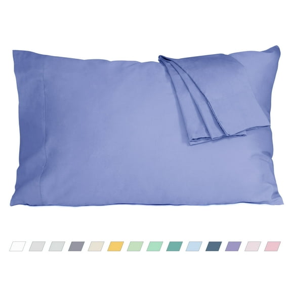 HOMTEC 200TC 100% Cotton Percale Weave, Pillowcase Set of 2, Standard/Queen, Purplish Blue