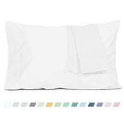 HOMTEC 200TC 100% Cotton Percale Weave, Pillowcase Set of 2, Standard/Queen, White