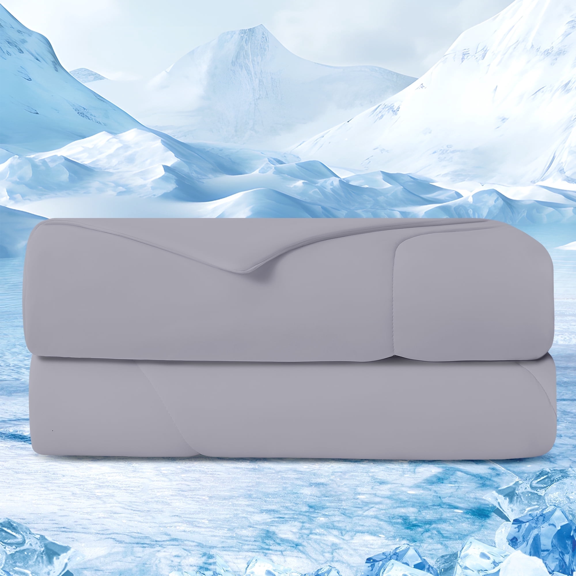 HOMTEC Cooling Comforter Twin/Twin XL Size, Q-MAX＞0.4 Cool Tech Blanket for Hot Sleeper, Lightweight Silky Smooth Bed Comforter, Gray