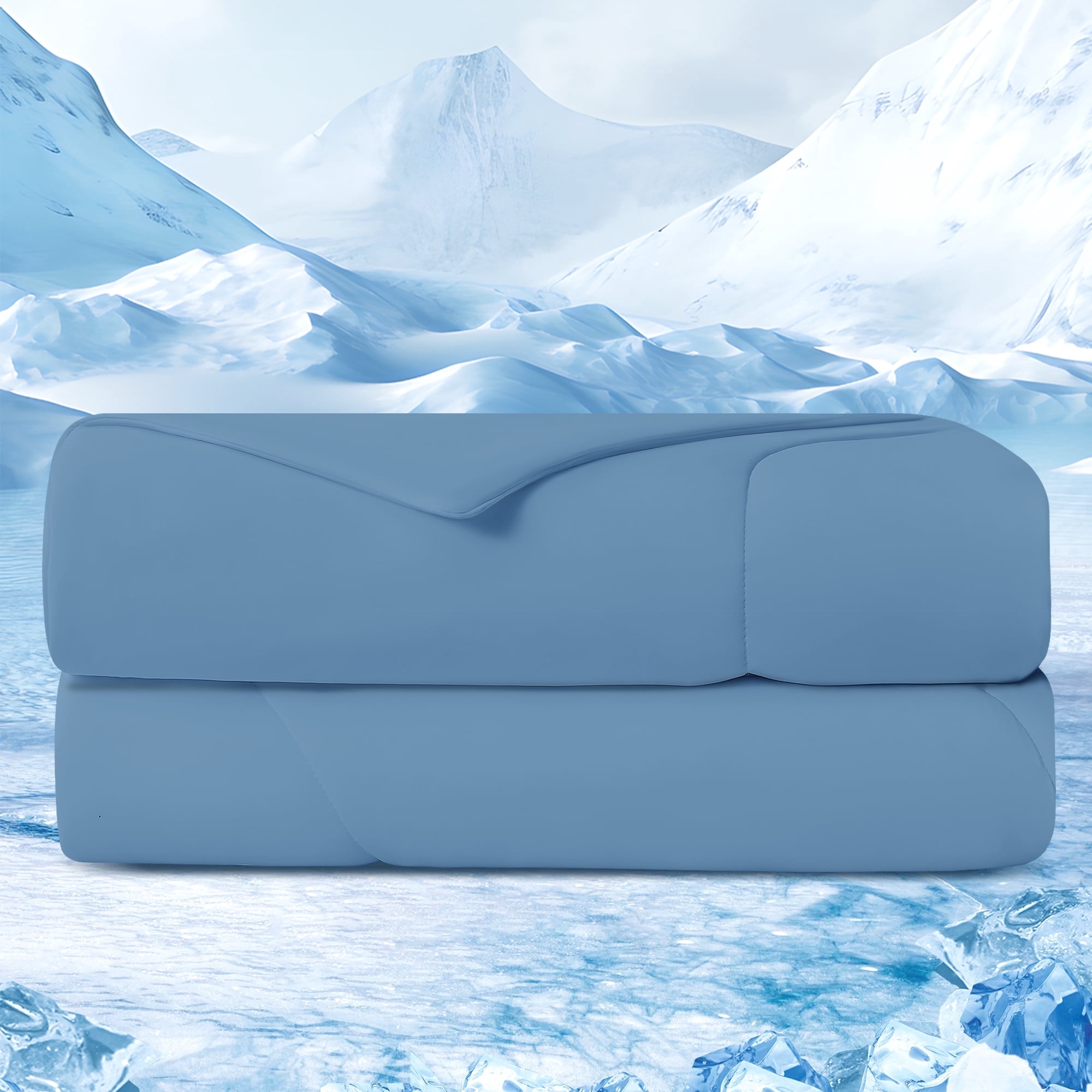 HOMTEC Cooling Comforter Twin/Twin XL Size, Q-MAX＞0.4 Cool Tech Blanket for Hot Sleeper, Lightweight Silky Smooth Bed Comforter, Blue
