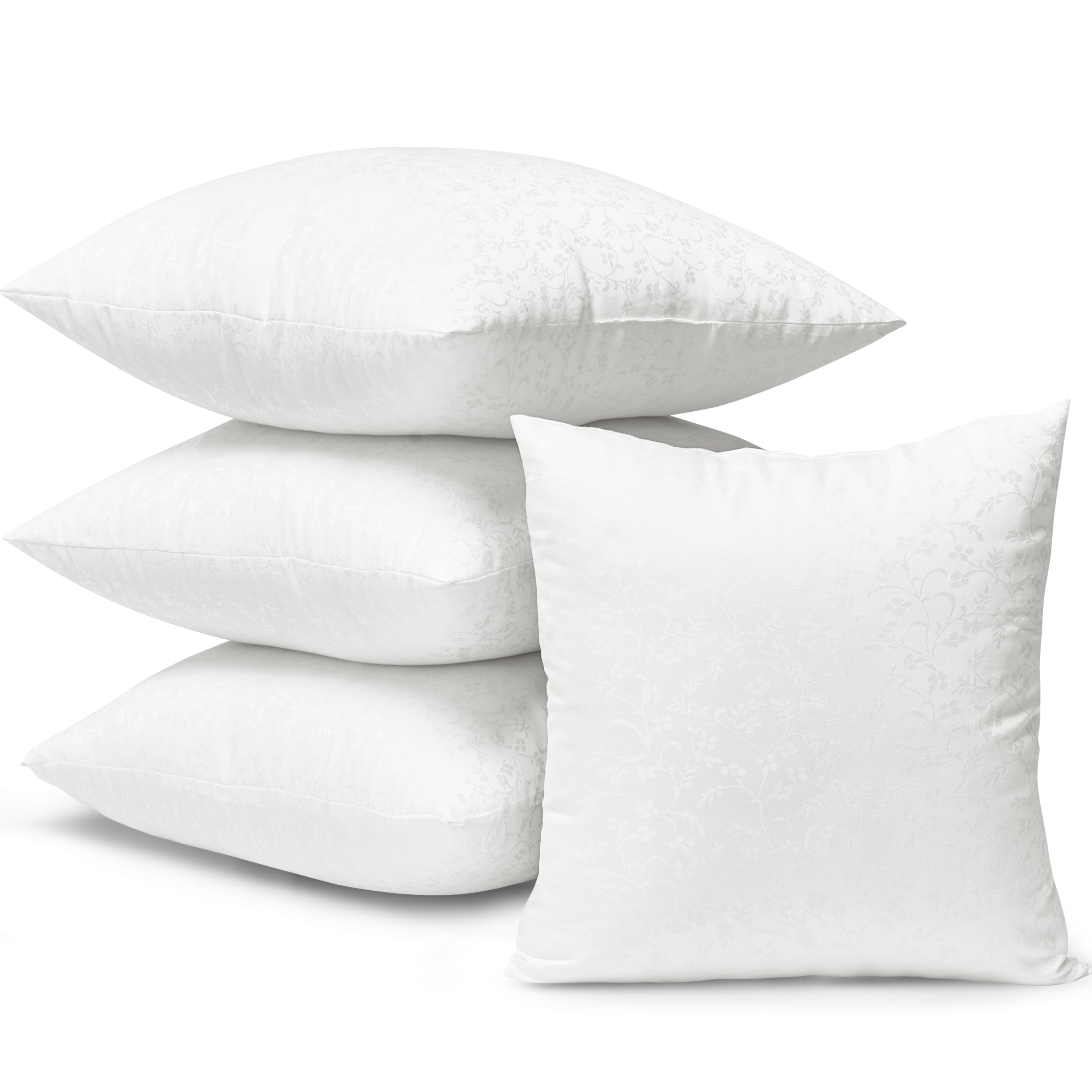 HOMTEC Throw Pillow Inserts, Fluffy Decorative Cushion, Square Form Pillow For Couch Bed Inserts, Pack of 4, 18" x 18"