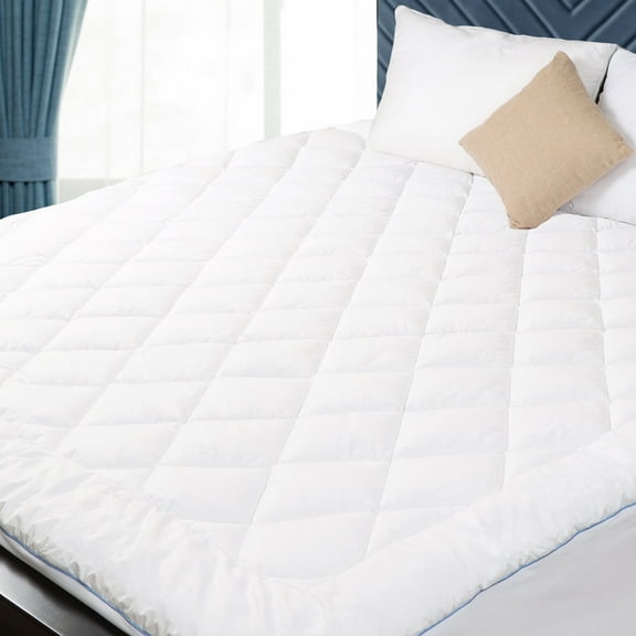 HOMTEC Twin Mattress Pad, 100% Cotton Mattress Cover, 8-22" Deep Pocket, Noiseless & Breathable (39x75”, Medium)