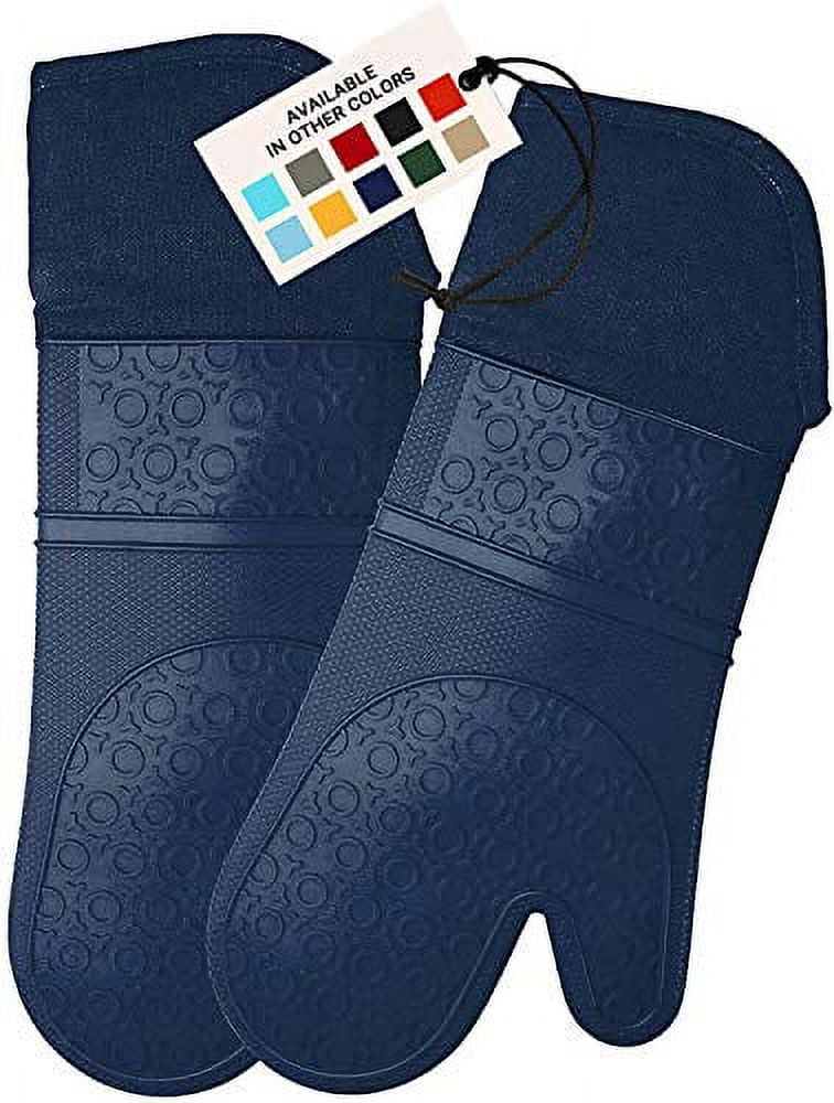 Oven Mitts Heat Resistant - 1 Pair Silicone Oven Mitts, Non-Slip Grip Soft  Oven Mitt, Flexible Kitchen Oven Mits Potholders Oven Gloves for Cooking  Baking Kitchen Mittens,Blue 