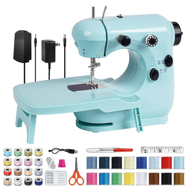 HOMWOO Mini Sewing Machine for Beginner, Dual Speed Portable Sewing Machine with Extension Table, Stitch, Sewing Kit for Household, Mother's Day Gifts