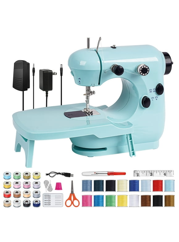 HOMWOO Mini Sewing Machine for Beginner, Dual Speed Portable Sewing Machine with Extension Table, Stitch, Sewing Kit for Household