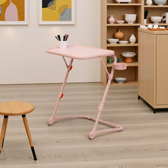 Homy Casa Adjustable Folding Kitchen Table with Cup Holder and Foldable Design for Cooking, Dining, and Small Spaces