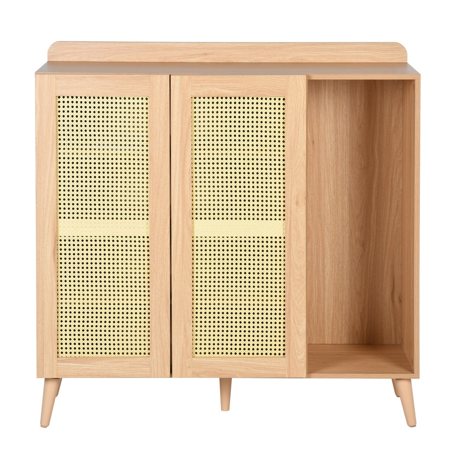 Farmhouse Oak 43.3'' Accent Cabinet with Faux Rattan Doors