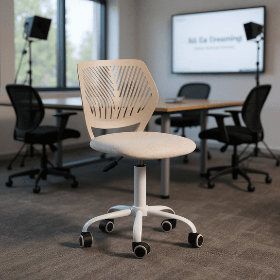 Homy Casa Ergonomic Footrest Stool Adjustable Swivel with Height Control and Rolling Base for Conference Live Streaming Office and Study Workspaces