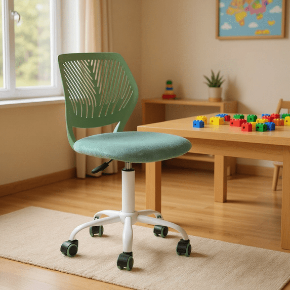 Homy Casa Adjustable Height Stool with 360° Swivel, Ergonomic Design and Quiet Casters for LEGO Table, Playroom and Creative Learning Space