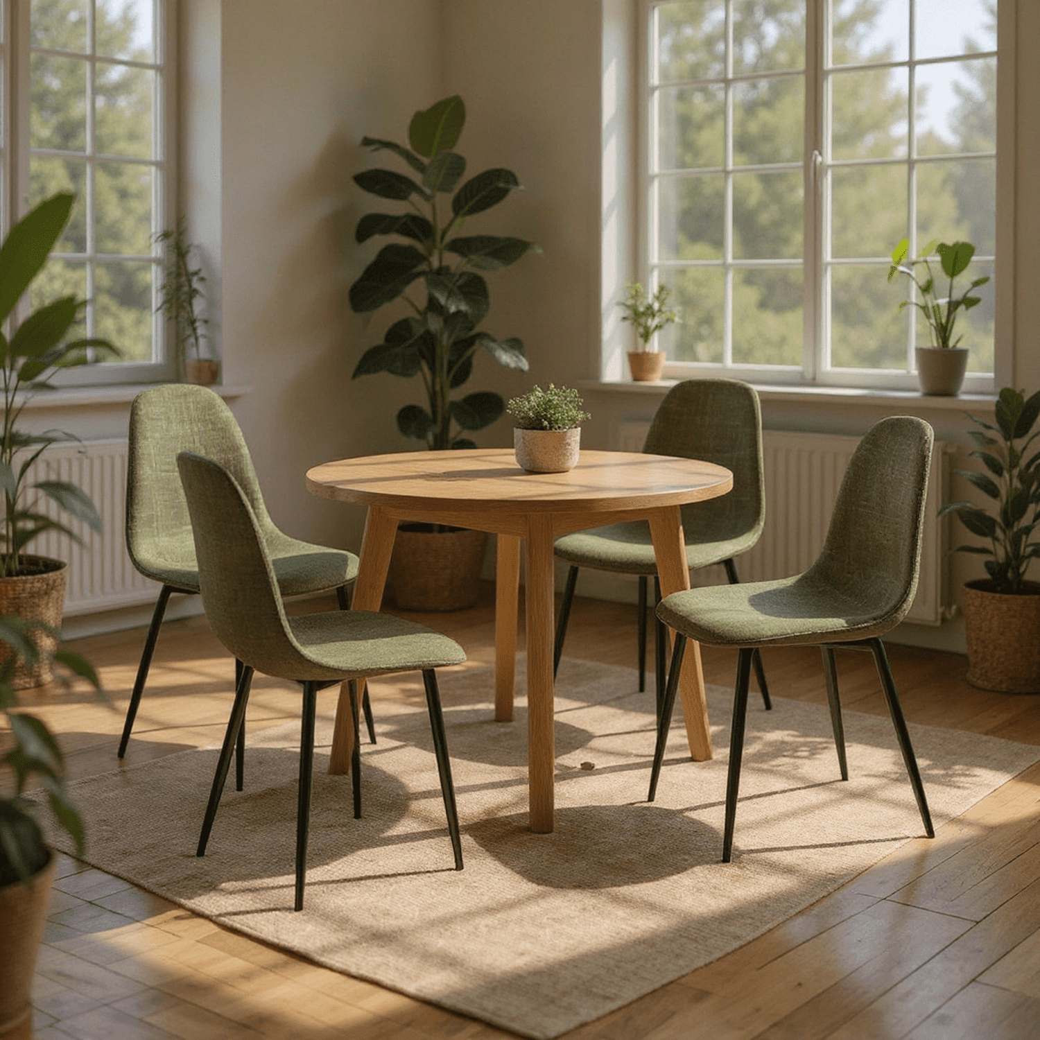 Homy Casa Set of 4 Eco-Friendly Dining Chairs Modern Upholstered Side Chairs with Ergonomic Curved Back and Durable Metal Legs for Dining Room Kitchen and Restaurant