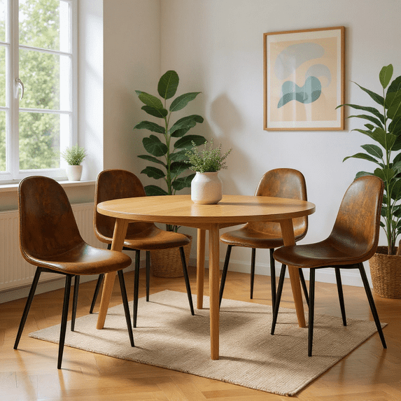 Homy Casa Set of 4 Eco-Friendly Dining Chairs Modern Upholstered Side Chairs with Ergonomic Curved Back and Sturdy Metal Legs for Dining Room Kitchen and Apartment