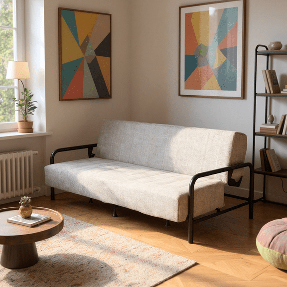 Homy Casa Modern 2-in-1 Convertible Sofa Bed, Loveseats for Apartment & Guest Room, Grey