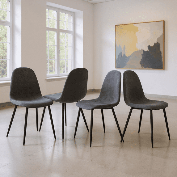 Homy Casa Set of 4 Modern Accent Chairs Upholstered Side Chairs with Ergonomic Curved Back and Sturdy Metal Legs for Art Gallery Exhibition Hall and Waiting Area