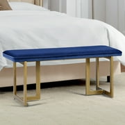 HOMY CASA Upholstered Tufted Entryway Bench, Bedroom Bench for End of Bed, Dining Bench for Kitchen, Living Room, Blue