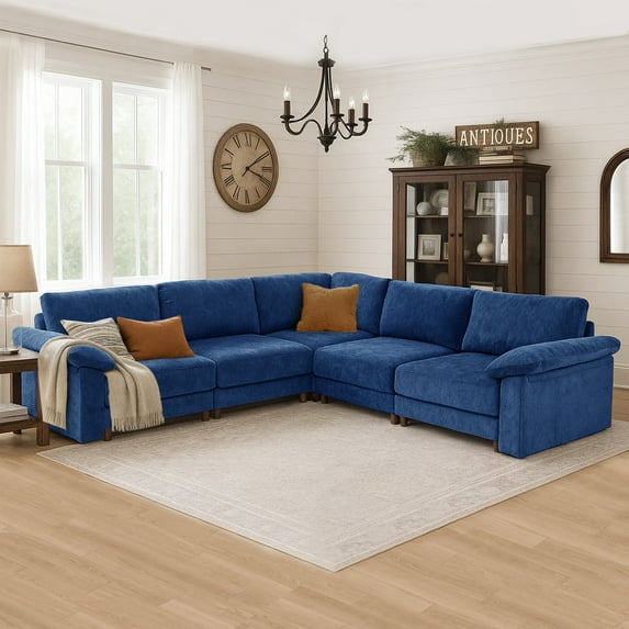 HOMYEDAMIC Oversized Chenille Sectional Sofa with Ottoman, U Shaped Deep Seat Modular Couch, DIY Combination Modern Sectional for Living Room