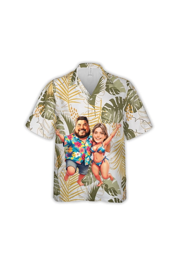 Custom Face Couple Hawaiian Shirt – Personalized Tropical Beach Design for Couple