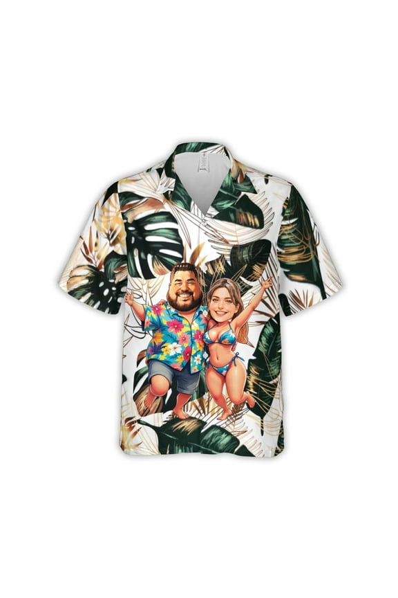Custom Face Couple Hawaiian Shirt – Personalized Tropical Beach Design for Couple