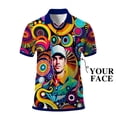 thumbnail image 1 of HOMYGIFTS Custom Face Men’s Golf Polo Shirt – Angular Geometric Glass Pattern Personalized Polo, 1 of 10