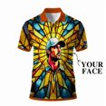thumbnail image 1 of HOMYGIFTS Custom Face Men’s Golf Polo Shirt – Angular Geometric Glass Pattern Personalized Polo, 1 of 8