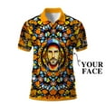 thumbnail image 1 of HOMYGIFTS Custom Face Men’s Golf Polo Shirt – Personalized Stained Glass Mandala Design, Unique Gift for Golfers & Special Occasions, 1 of 10